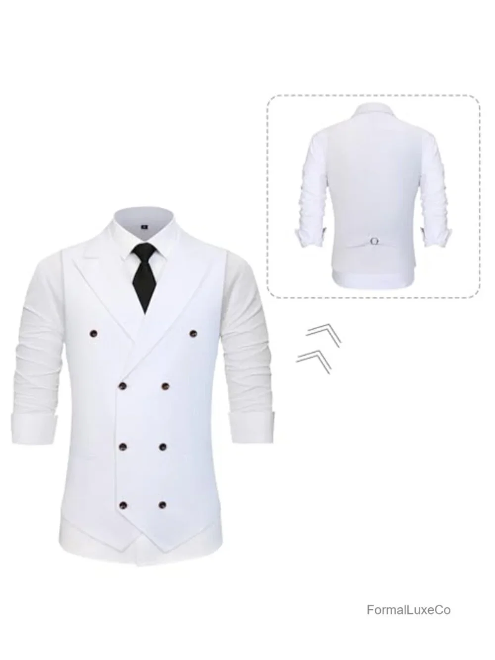 Men's Slim Fit 2-Piece Suit Vest & Pants Set, Double Breasted Peak Lapel,